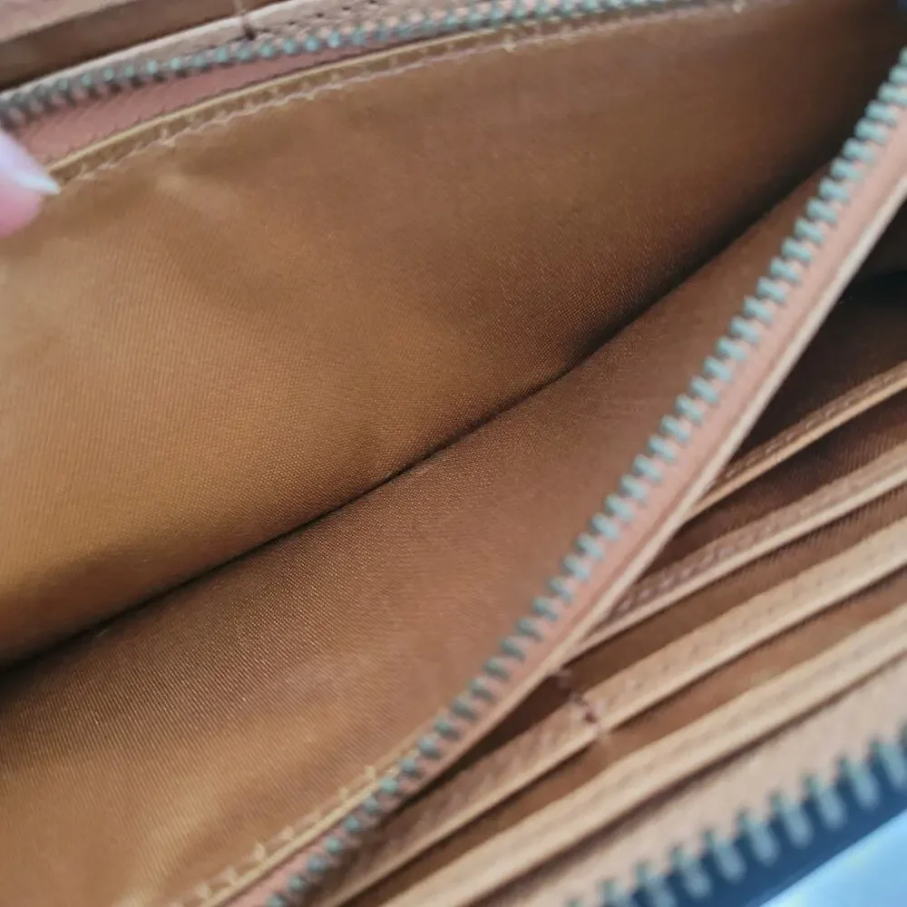 Serratura Smooth Leather Wallet Solid Black Zip Around Large Organizer Timeless